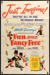 1m221 FUN & FANCY FREE promo brochure 1947 Mickey Mouse, Donald Duck, opens to make a 25x37 poster!