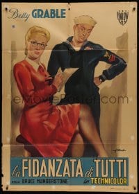 1p371 PIN UP GIRL Italian 1p 1950 great different Olivetti art of sexy Betty Grable & sailor!