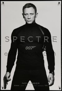 2k809 SPECTRE teaser DS 1sh 2015 cool image of Daniel Craig as James Bond 007 with gun!