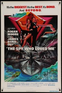 2k818 SPY WHO LOVED ME 1sh 1977 great art of Roger Moore as James Bond by Bob Peak!