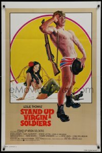 2k819 STAND UP VIRGIN SOLDIERS 1sh 1977 absolutely wacky art of soldier in briefs with sexy girl!