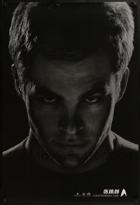 2k823 STAR TREK teaser DS 1sh 2009 close-up of Chris Pine as Captain Kirk over black background!