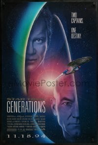 2k833 STAR TREK: GENERATIONS advance 1sh 1994 Stewart as Picard & Shatner as Kirk, two captains!