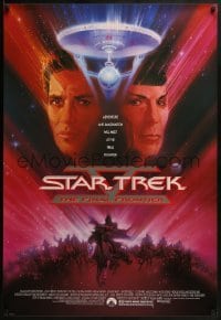 2k829 STAR TREK V 1sh 1989 The Final Frontier, art of William Shatner & Leonard Nimoy by Bob Peak!