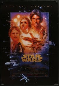 2k837 STAR WARS style B advance 1sh R1997 George Lucas, cool art by Drew Struzan!