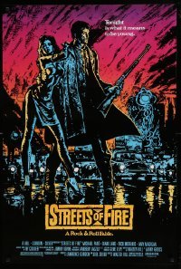 2k850 STREETS OF FIRE 1sh 1984 Walter Hill directed, Michael Pare, Diane Lane, artwork by Riehm!