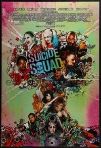 2k855 SUICIDE SQUAD advance DS 1sh 2016 Smith, Leto as the Joker, Robbie, Kinnaman, cool art!