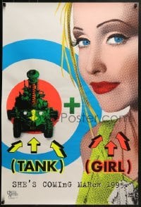 2k870 TANK GIRL teaser DS 1sh 1995 great image of wacky Lori Petty with cool futuristic tank!