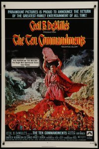 2k875 TEN COMMANDMENTS 1sh R1972 art of Charlton Heston w/tablets, Cecil B. DeMille!