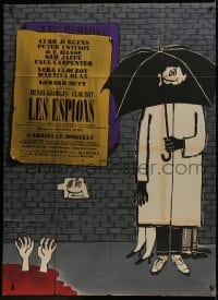 2p960 SPIES French 1p 1957 Henri-Georges Clouzot, Sine caroton art of spy under umbrella!