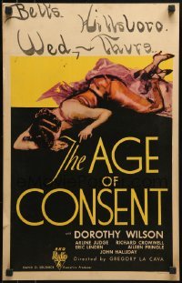 2p225 AGE OF CONSENT WC 1932 different art of Dorothy Wilson crying on the floor, ultra rare!