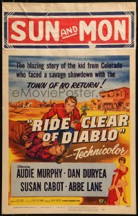 2p379 RIDE CLEAR OF DIABLO WC 1954 Audie Murphy, the kid from Colorado faced a savage showdown!