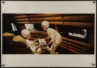 2y889 2001: A SPACE ODYSSEY Cinerama Italian 28x39 pbusta 1968 great image of two stewardess!