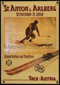 2z550 ST. ANTON A. ARLBERG 23x33 Austrian commercial poster 2005 man skiing, vintage ski equipment