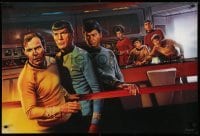 2z552 STAR TREK CREW 27x40 commercial poster 1991 art of classic sci-fi cast on bridge!