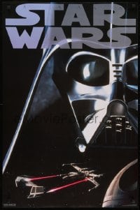 2z561 STAR WARS 23x35 commercial poster 1995 cool large image of Darth Vader and space battle!