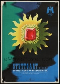 2z156 STUTTGART ZEIGT SCHMUCK UND KUNSTHANDWERK German 17x23 1940s cool artwork of a red jewel!