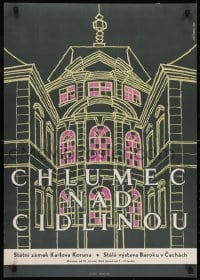 2z202 CHLUMEC NAD CIDLINOU 23x33 Czech travel poster 1969 Jiri Skopek art of the Karlova Koruna Chateau!