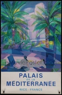 2z219 PALAIS DE LA MEDITERRANEE 26x40 French travel poster 1970s people sunbathing by Hilaire!