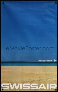 2z231 SWISSAIR MEDITERRANEAN 25x40 Swiss travel poster 1960s great image of a desolate beach!