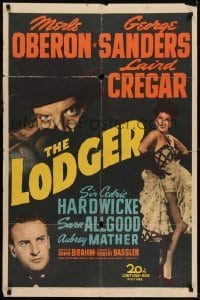 3b488 LODGER 1sh 1943 Laird Cregar as Jack the Ripper, sexy Merle Oberon, George Sanders!