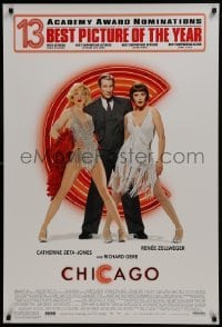 3g214 CHICAGO 1sh 2002 Zellweger & Zeta-Jones, Gere, 13 nominations, wacky switched credits!