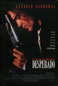 3g267 DESPERADO int'l DS 1sh 1995 Robert Rodriguez, close image of Antonio Banderas with big gun!