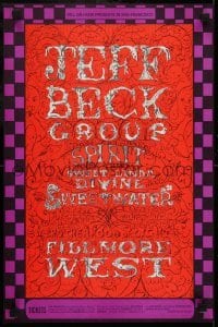 3k343 JEFF BECK GROUP 14x21 music poster 1968 great psychedelic art by Lee Conklin, 1st printing!