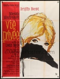 3p960 VERY PRIVATE AFFAIR French 1p 1962 Louis Malle's Vie Privee, Tealdi art of Bardot, rare!