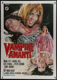 3p395 VAMPIRE LOVERS Italian 1p 1972 best different art of sexy blood-nymphs by Renato Casaro!