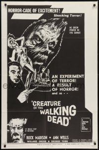 3y199 CREATURE OF THE WALKING DEAD 1sh 1965 Creature of the Walking Dead, cool monster images!