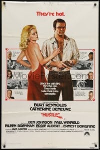 3y405 HUSTLE 1sh 1975 Robert Aldrich, art of Burt Reynolds & sexy Catherine Deneuve!