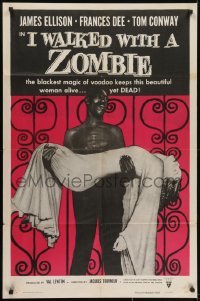 3y412 I WALKED WITH A ZOMBIE style A 1sh R1956 classic Val Lewton & Jacques Tourneur voodoo horror!