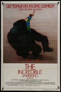 3y416 INCREDIBLE SHRINKING WOMAN style B 1sh 1981 Lettick art of Lily Tomlin, gorilla on skateboard!