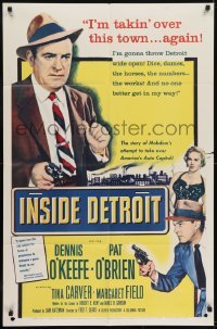 3y423 INSIDE DETROIT 1sh 1955 Dennis O'Keefe, Pat O'Brien, take over America's auto capital!