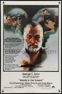 3y429 ISLANDS IN THE STREAM 1sh 1977 Ernest Hemingway, Bob Peak art of George C. Scott & cast!