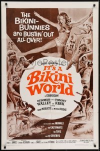 3y431 IT'S A BIKINI WORLD 1sh 1967 Tommy Kirk, hot Deborah Walley, cool art of surfers & sexy girls