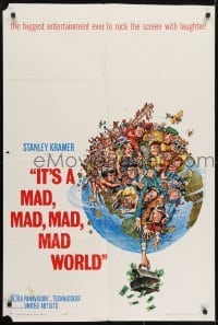 3y433 IT'S A MAD, MAD, MAD, MAD WORLD style A pictorial 1sh 1964 art of cast on Earth by Jack Davis!