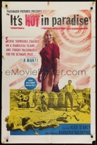 3y434 IT'S HOT IN PARADISE 1sh 1962 bizarrely re-cut into Horrors of Spider Island!