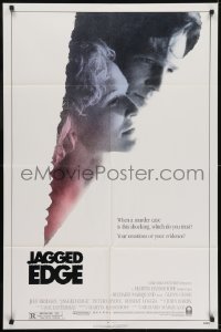 3y438 JAGGED EDGE 1sh 1985 great close up image of Glenn Close & Jeff Bridges!