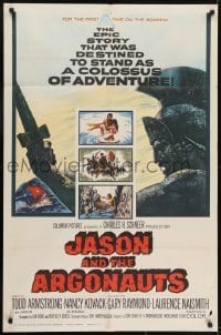 3y439 JASON & THE ARGONAUTS 1sh 1963 great special effects by Ray Harryhausen, art of colossus!