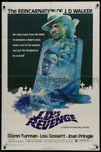 3y436 J.D.'S REVENGE 1sh 1976 Louis Gossett Jr., cool reincarnation tombstone artwork!