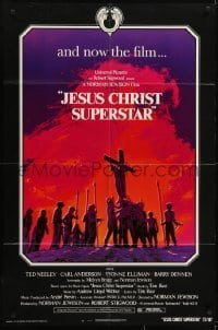 3y443 JESUS CHRIST SUPERSTAR 1sh 1973 Andrew Lloyd Webber religious musical, borderless design!