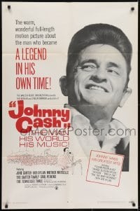 3y447 JOHNNY CASH 1sh 1969 great portrait of most famous country music star!