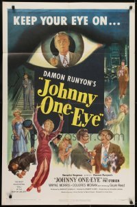 3y449 JOHNNY ONE-EYE 1sh 1950 Damon Runyon, Pat O'Brien, cool artwork!