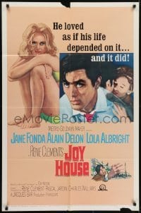 3y450 JOY HOUSE 1sh 1964 Rene Clement's Les Felins, art of super sexy Jane Fonda, Alain Delon!