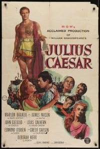 3y451 JULIUS CAESAR 1sh 1953 art of Marlon Brando, James Mason & Greer Garson, Shakespeare