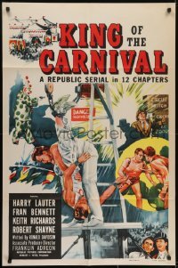 3y458 KING OF THE CARNIVAL 1sh 1955 Republic serial, artwork of circus performers!