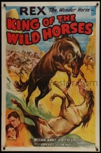 3y461 KING OF THE WILD HORSES 1sh R1950 Rex the Wonder Horse is a hate-maddened animal!