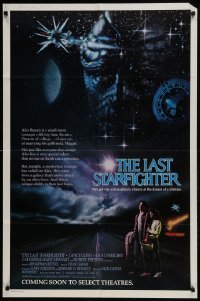 3y475 LAST STARFIGHTER advance 1sh 1984 Catherine Mary Stewart & Lance Guest as video game pilot!